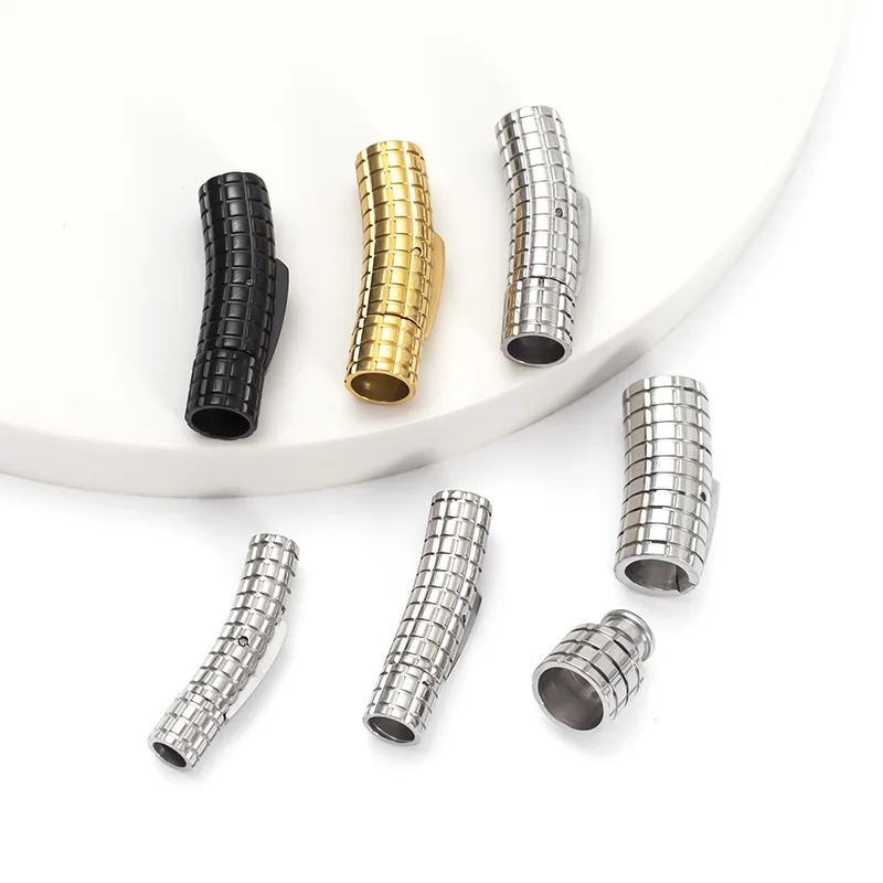 5Pcs 316L Stainless Steel Components Bayonet Clasps 2-8mm Hole Push Lock Lace Buckle Leather Cord Clasps For DIY Jewelry Making