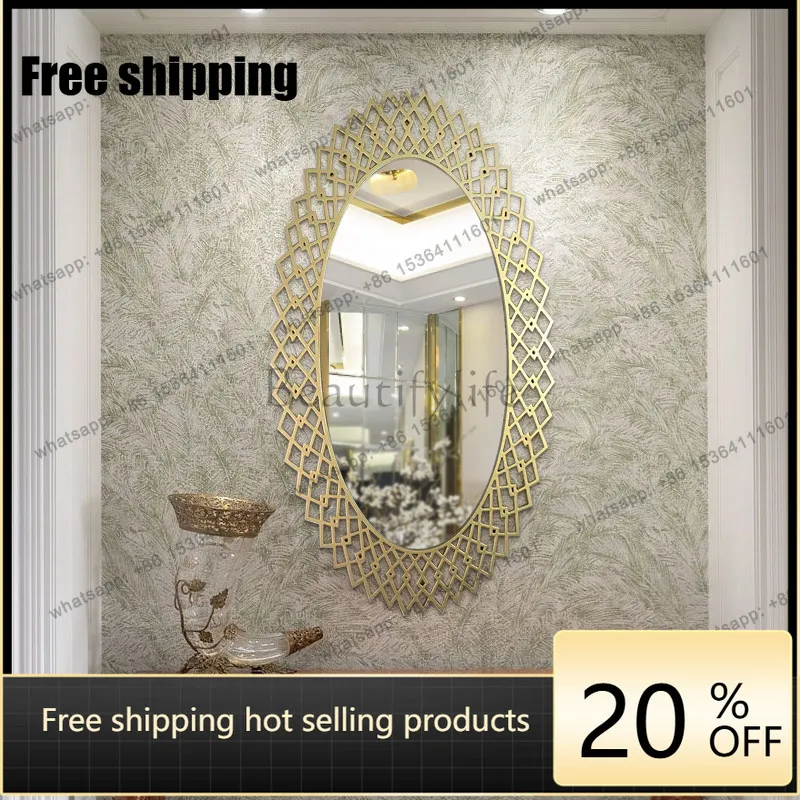 Factory Direct French Light Luxury Decoration Wall Bathroom Mirror Simple Entrance Mirror Bathroom Mirror