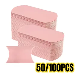 50/100PCS Pink Pillow Paper Box Kraft Paper Candy Jewelry Wedding Birthday Party Christmas Halloween Gift Packaging Boxes