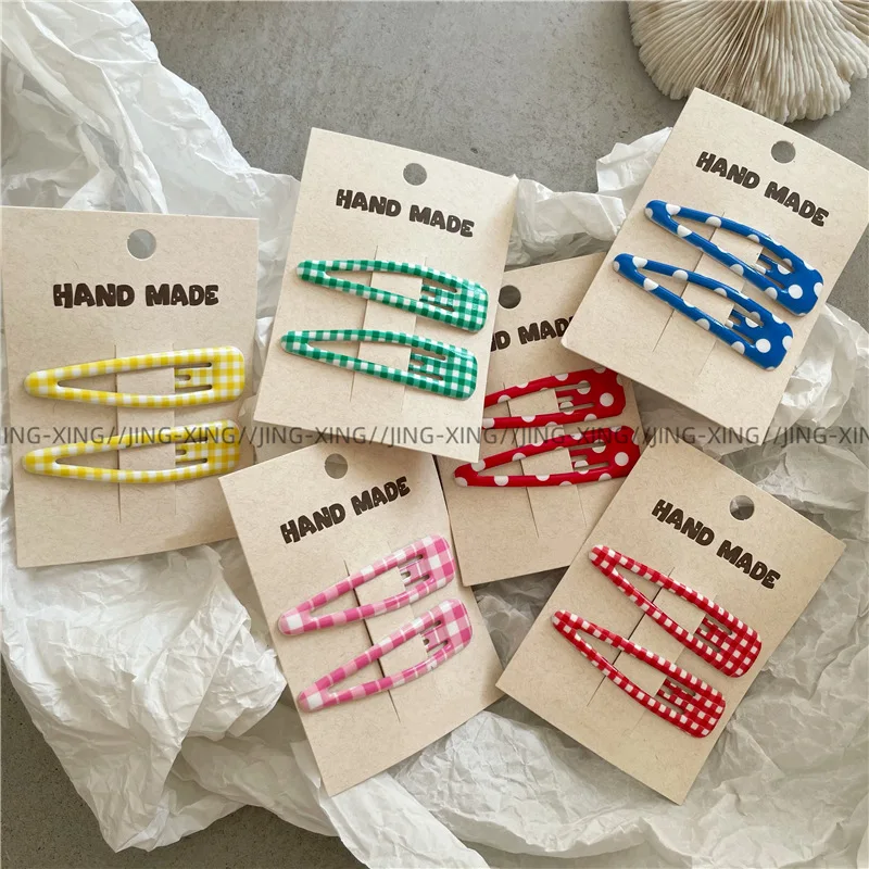 2pc Fashion and Minimalist Colorful Classic Plaid BB Hairpin Hair Side Clips for Girls Women Korean Hair Accessories