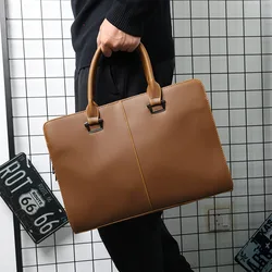 New Fashion Briefcases Men Handbags With Shoulder Strap Luxury Retro Leather Briefcases Business Crossbody Bag Men Laptop Bags