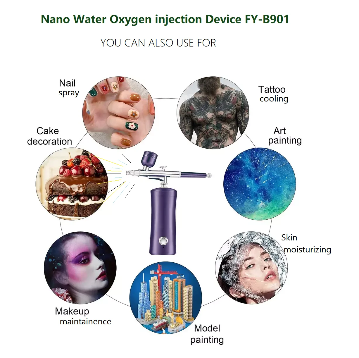 Pakiss Handheld Moisturizing  Nano Mist Facial Oxygen Water Face Infusion  Mist  Mini Sprayer Jet Water Oxygen Injector