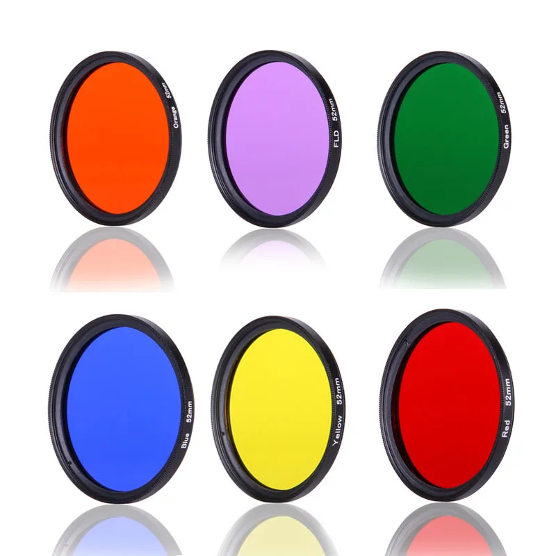 Full-Color Filter Set - Red Yellow Blue Purple Green Orange 62mm 67mm 72mm 77mm 82mm Solid Color Filters for DSLR Cameras
