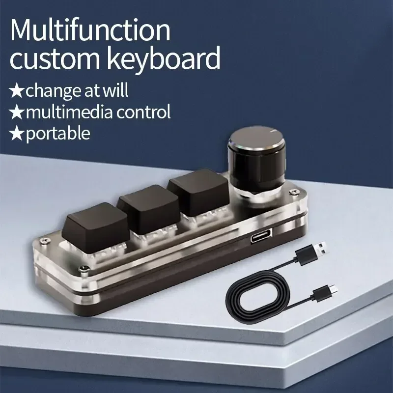 3/6 Keys 1 Knob Mini Macro Mechanical Keyboard USB RGB Gaming Custom Programming Knob Portable Custom Switch For Photoshop