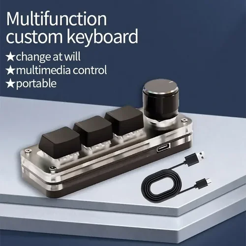 Imagen 2 del producto Mini teclado mecánico Macro de 3/6 teclas, 1 perilla, USB RGB, perilla de programación personalizada para juegos, interruptor personalizado portátil para Photoshop