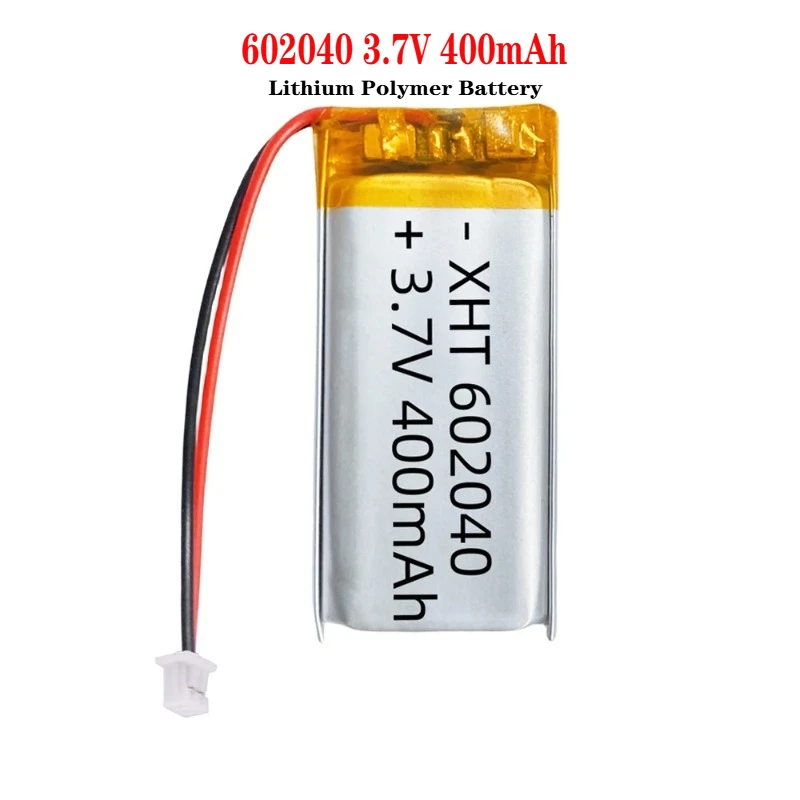 

602040 3.7V 400mAh Rechargeable Li Polymer Batteries with PH -2.0mm Plug for GPS MP3 MP4 Headphone Li-po Cells