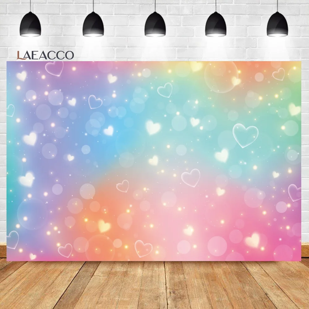 

Laeacco Colorful Light Hearts Photography Background Bokeh Halos Romantic Love Wedding Anniversary Birthday Portrait Backdrop