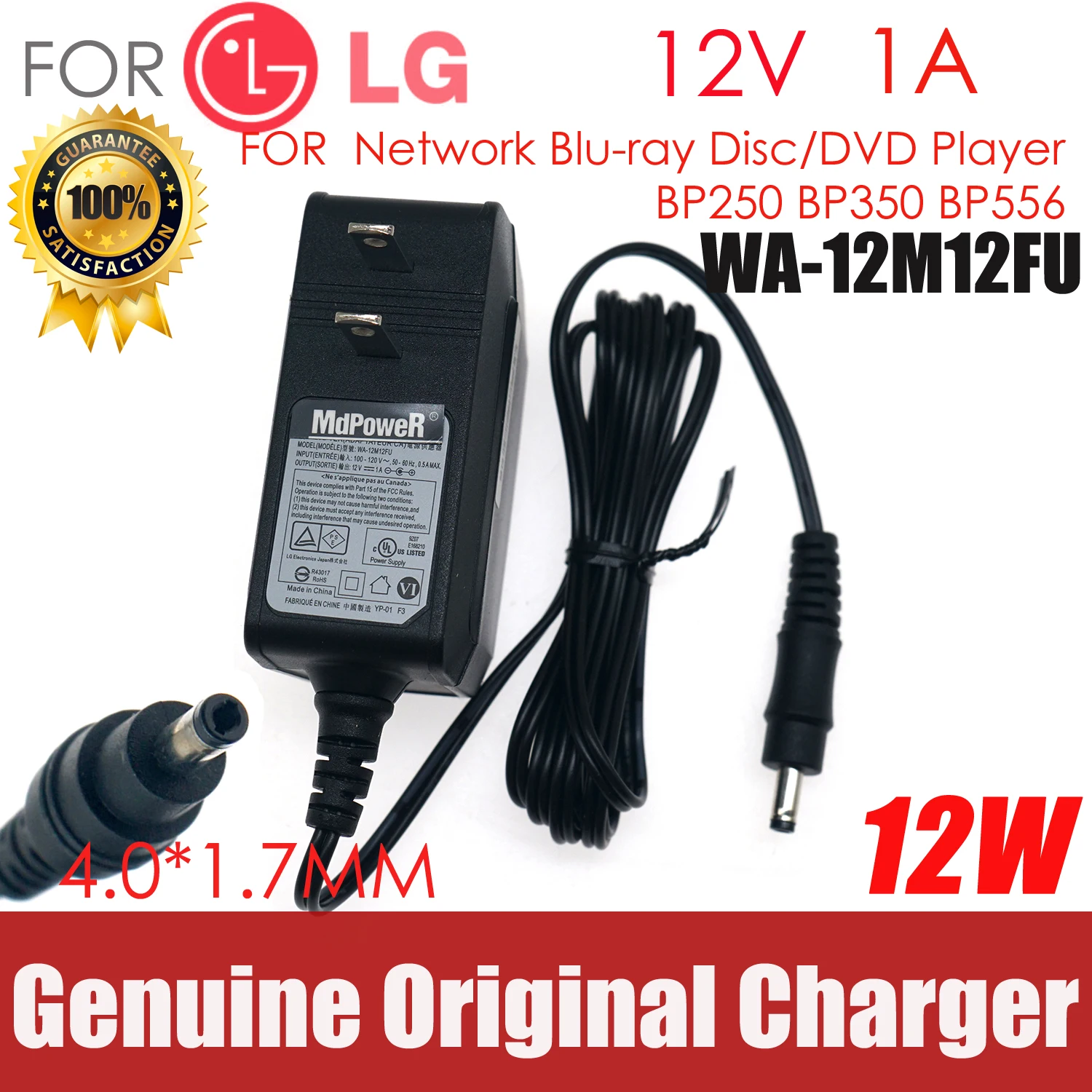 

New Original WA-12M12FU Switching Adapter For LG BP255 BP-125 BP125-N BP350 Blu-ray DVD Player Power Supply Charger Cord
