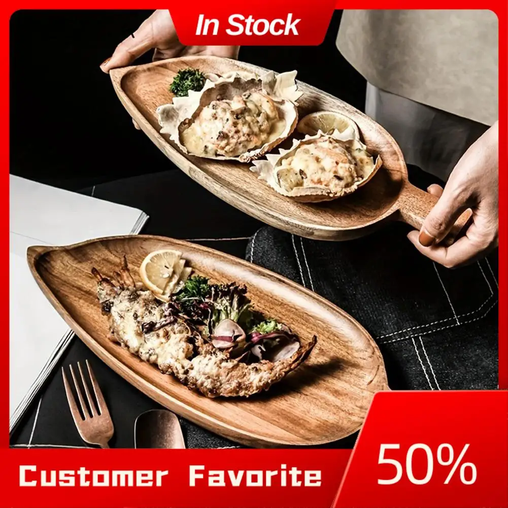 

Top Sale Tray Wooden Leaf-Shaped Afternoon Tea Tray Western Sushi Tray Dessert Fruit Tray Food Tray Wooden Waterproof