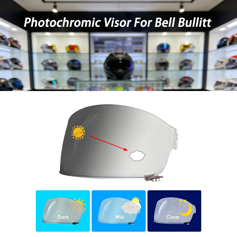 For Bell Bullitt Helmet Photochromic Visor Face Motorcycle Helmet Shield Lens
