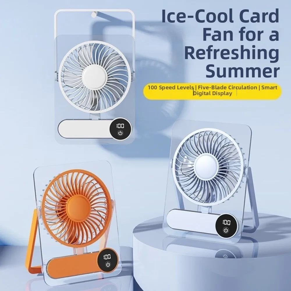 Foldable Desk Fan Wall Hanging&Handheld Speeds Adjustable Table Cooling Fan 100 Levels Lightweight Personal Mini Fan Summer