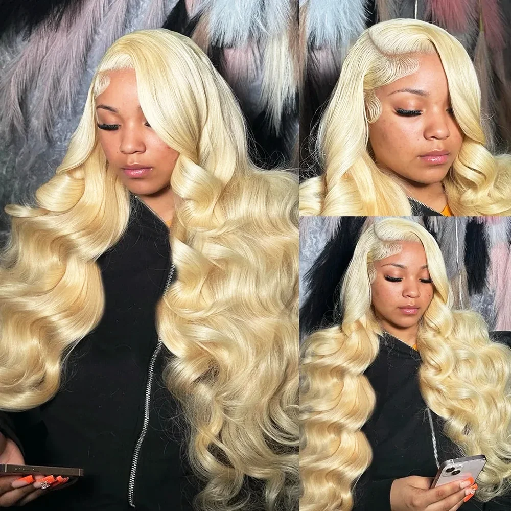 شقراء الإنسان الدانتيل شعر مستعار أمامي 613 Hd الدانتيل الباروكة الأمامية 13X6 الجسم موجة خصلات الشعر المستعار الإنسان للنساء قبل قطعها 30 36 بوصة 200 الكثافة #3