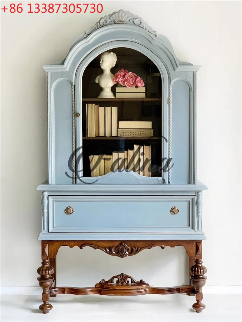 

Французский антикварный книжный шкаф Европейский неоклассический книжный шкаф с резьбой по дереву