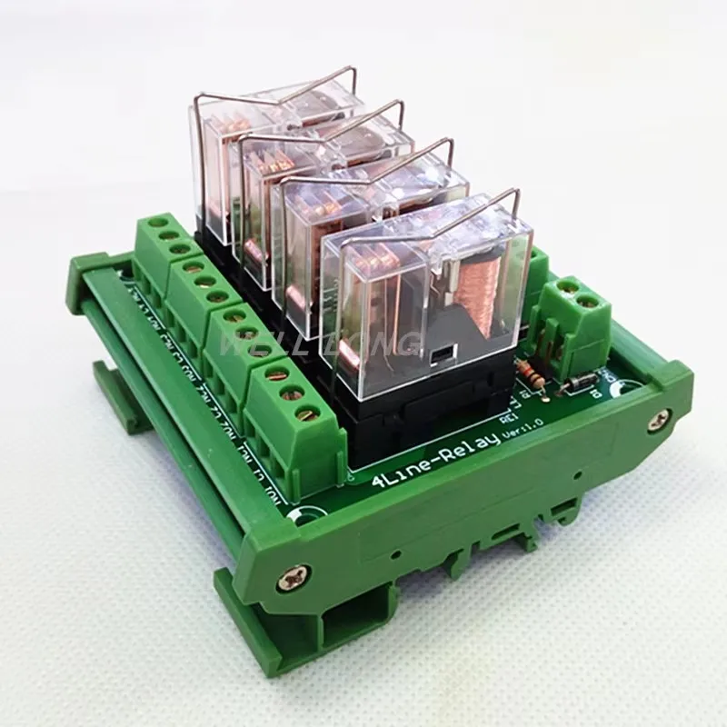 DIN Rail Mount 4 SPDT 16A Power Relay Interface Module,G2R-1-E DC24V Relay