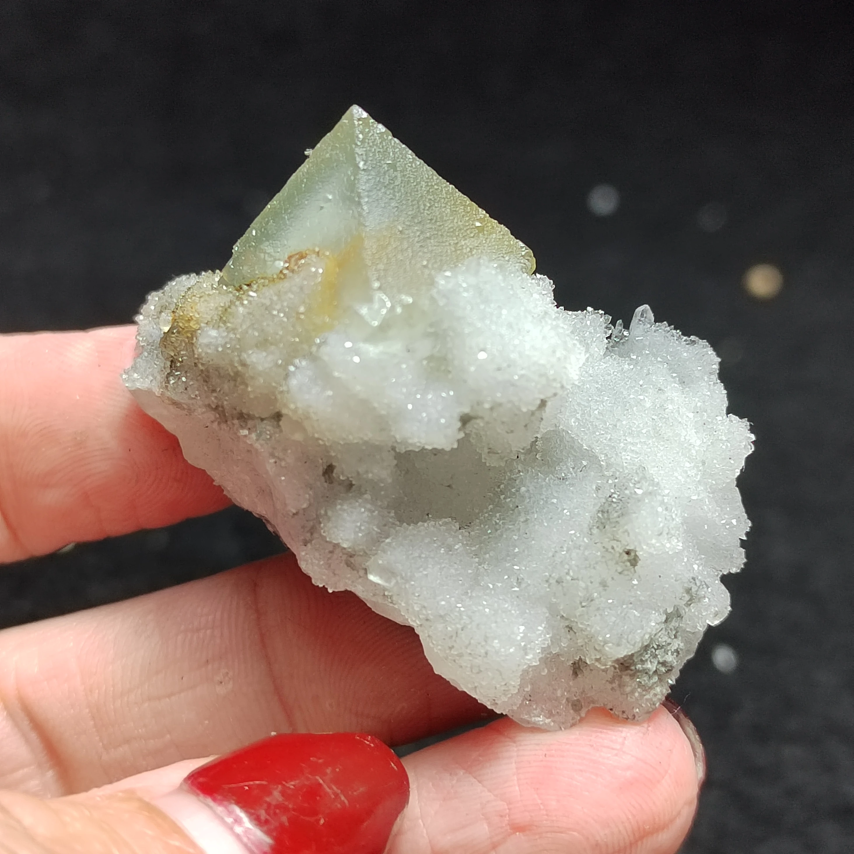 

23.2g Natural green octahedral fluorite and Crystal Cluster pyrite mineral specimen healing aura original stone home decoration