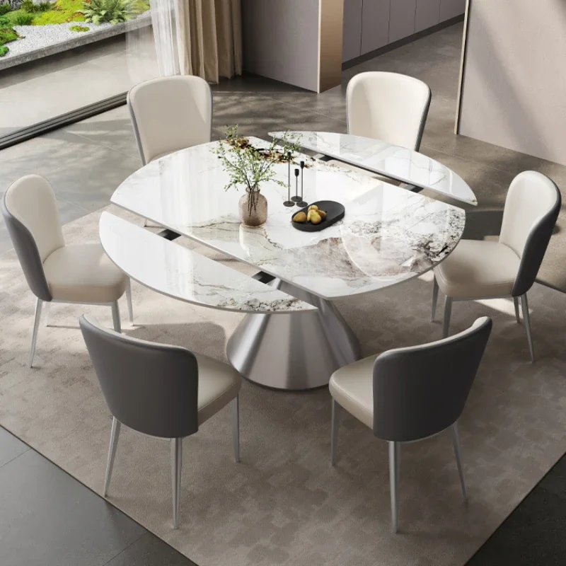 Luxury Minimalist Rock Panel Rotating Dining Table Breakfast Square Dual Purpose Modern Simple Luxury Mesa Home Sets YX50DT