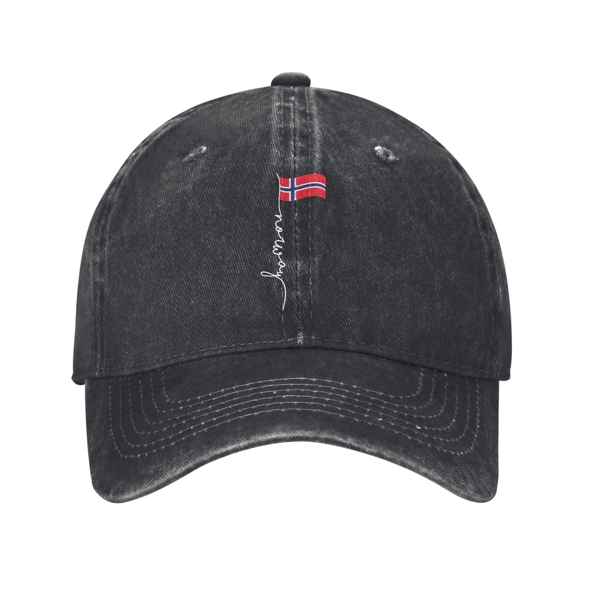 Fashion Norway Signature Flag Baseball Cap Men Women Distressed Denim Washed Snapback Cap  Outdoor Summer  Gift Caps Hat