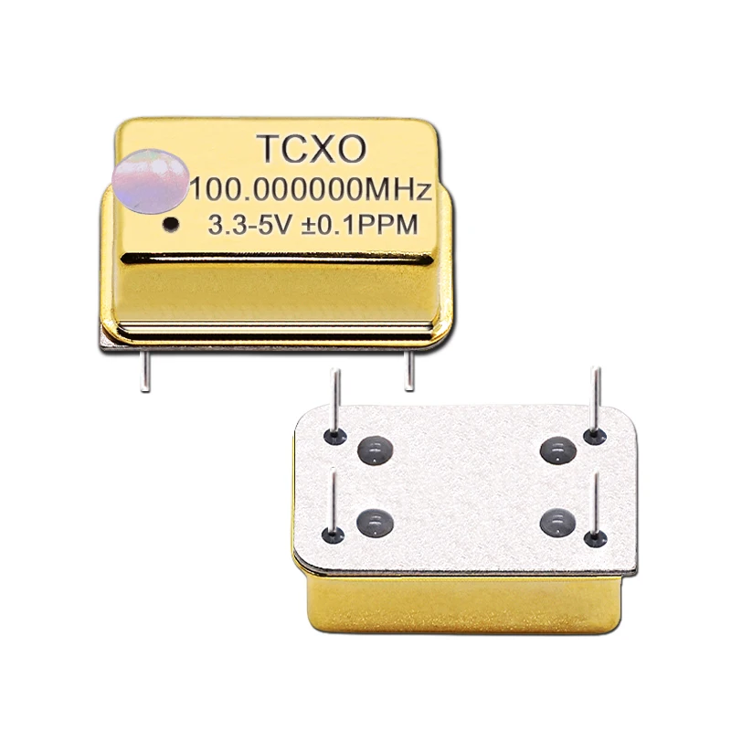 TCXO DIP-14 100M 100MHZ 100.000MHZ Gold Plated Rectangular Temperature Compensated Crystal Oscillator Golden 3.3V-5V 0.1PPM