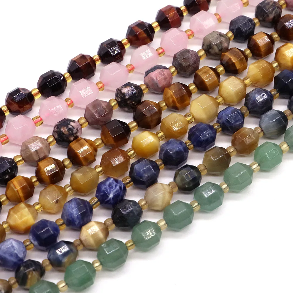 8mm Natural Stone Crystal Faceted Round Space Beads Tiger Eye Rose Quartz Gemstone For Jewelry Making Diy Bracelet Necklace