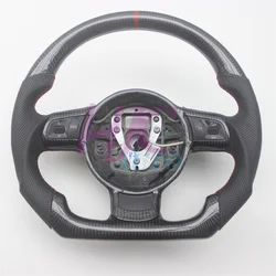 Replacement For Audi TT MK2  Leather Real Carbon Fiber Steering Wheel 2006-2014 TTS R8
