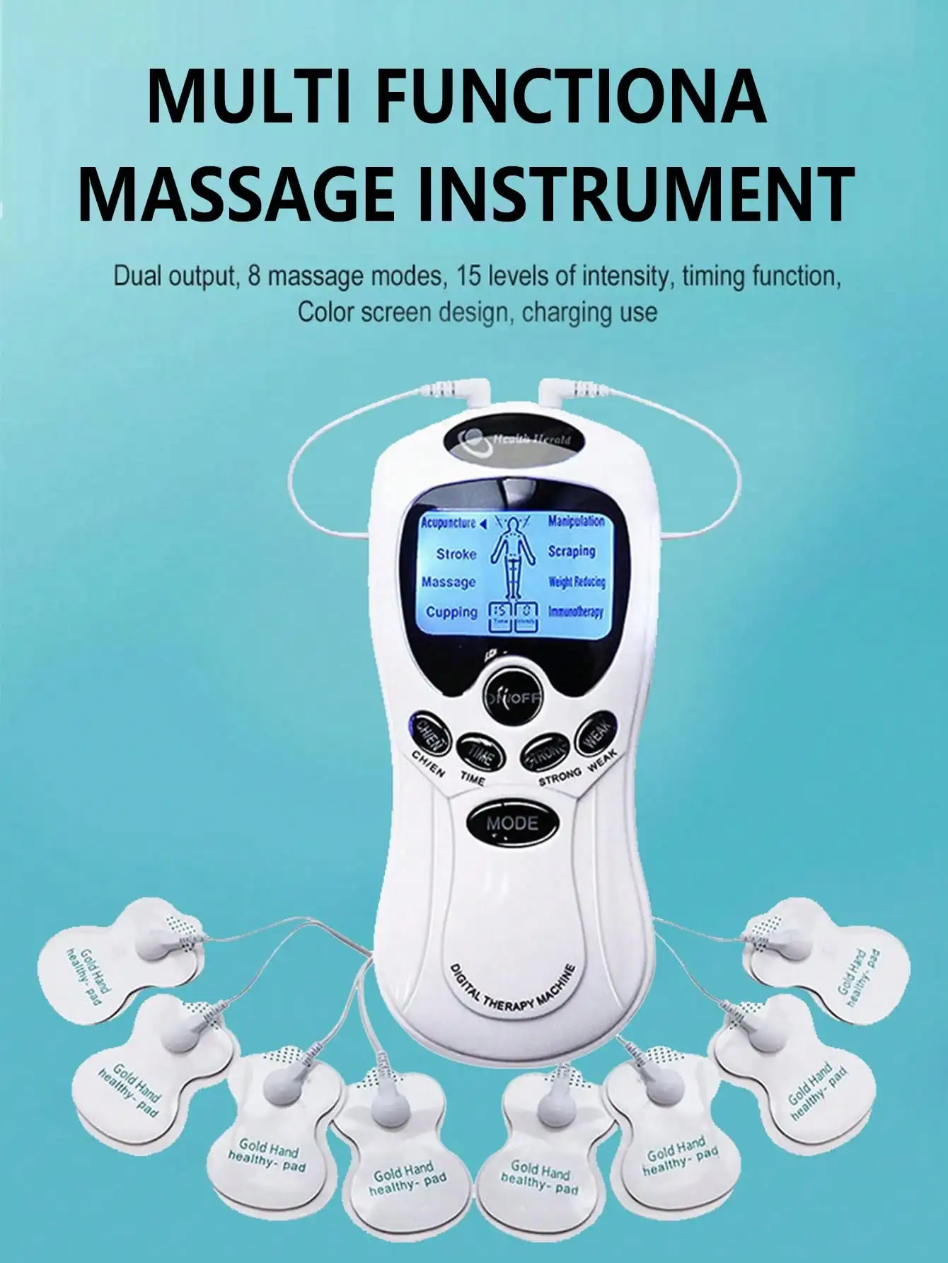 2026 Professional Physiotherapy TENS Electrical Muscle Stimulator Physiotherapy Electrodes Pulse, Battery Type (Batteries Not)