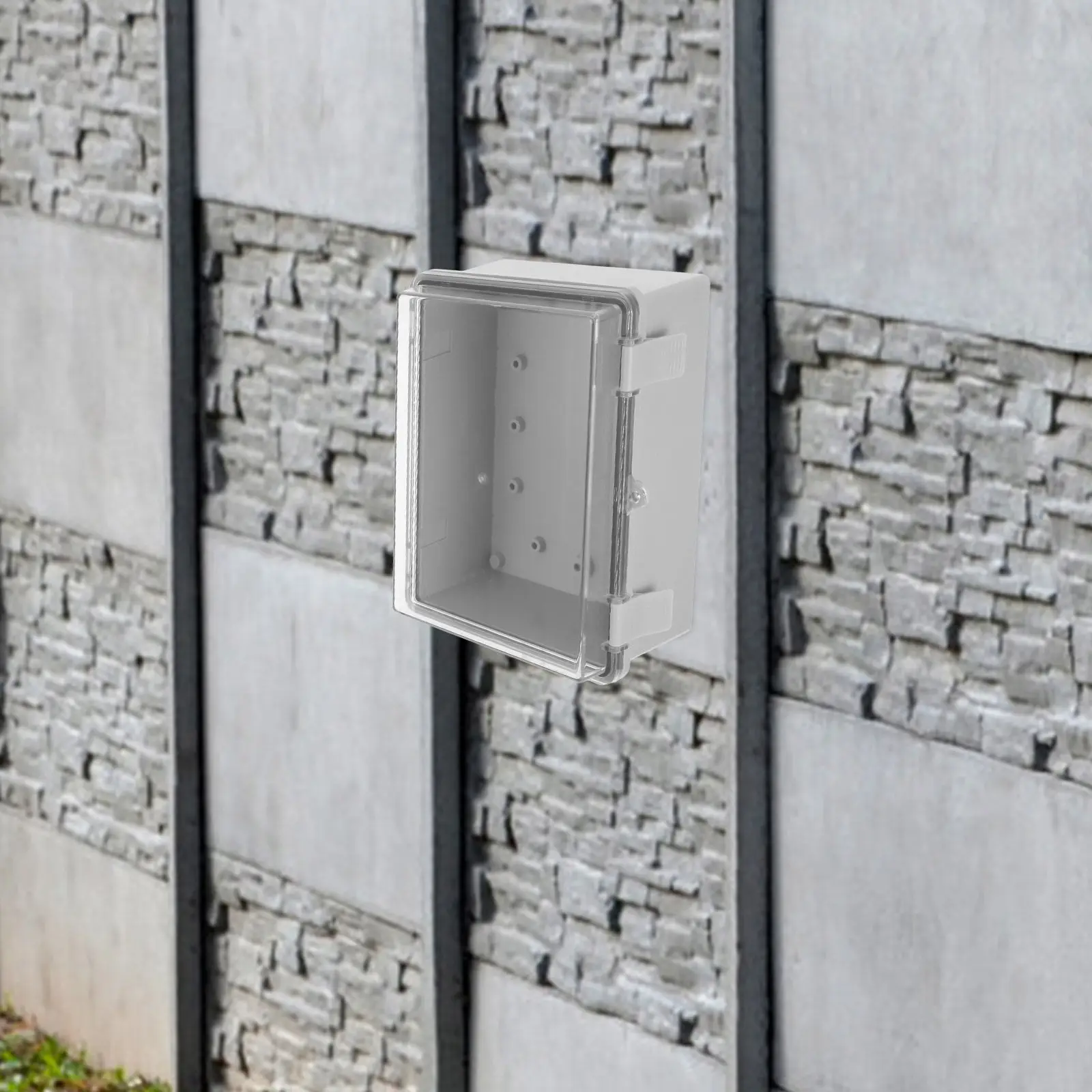 Plastic Waterproof Electrical Junction Box Outdoor Dustproof Project Enclosure Hinged Lid Mounting Plates Secure Power