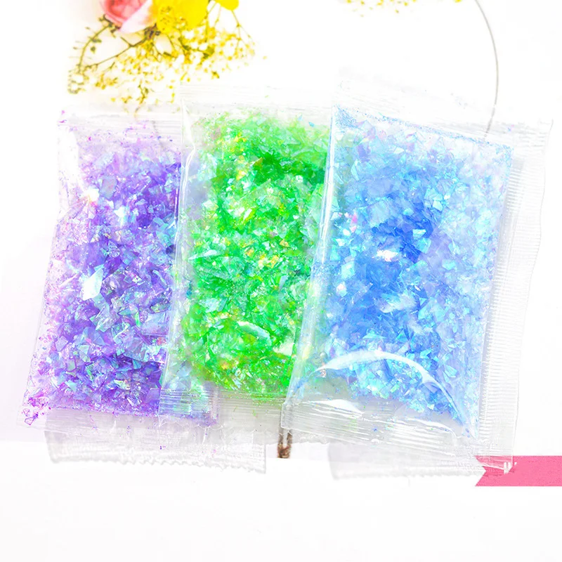 Iridescent Glitter Sequin Flakes Colorful Fluorescent Glass Paper Resin Epoxy For DIY Iridescent Glitter Sequin Flakes