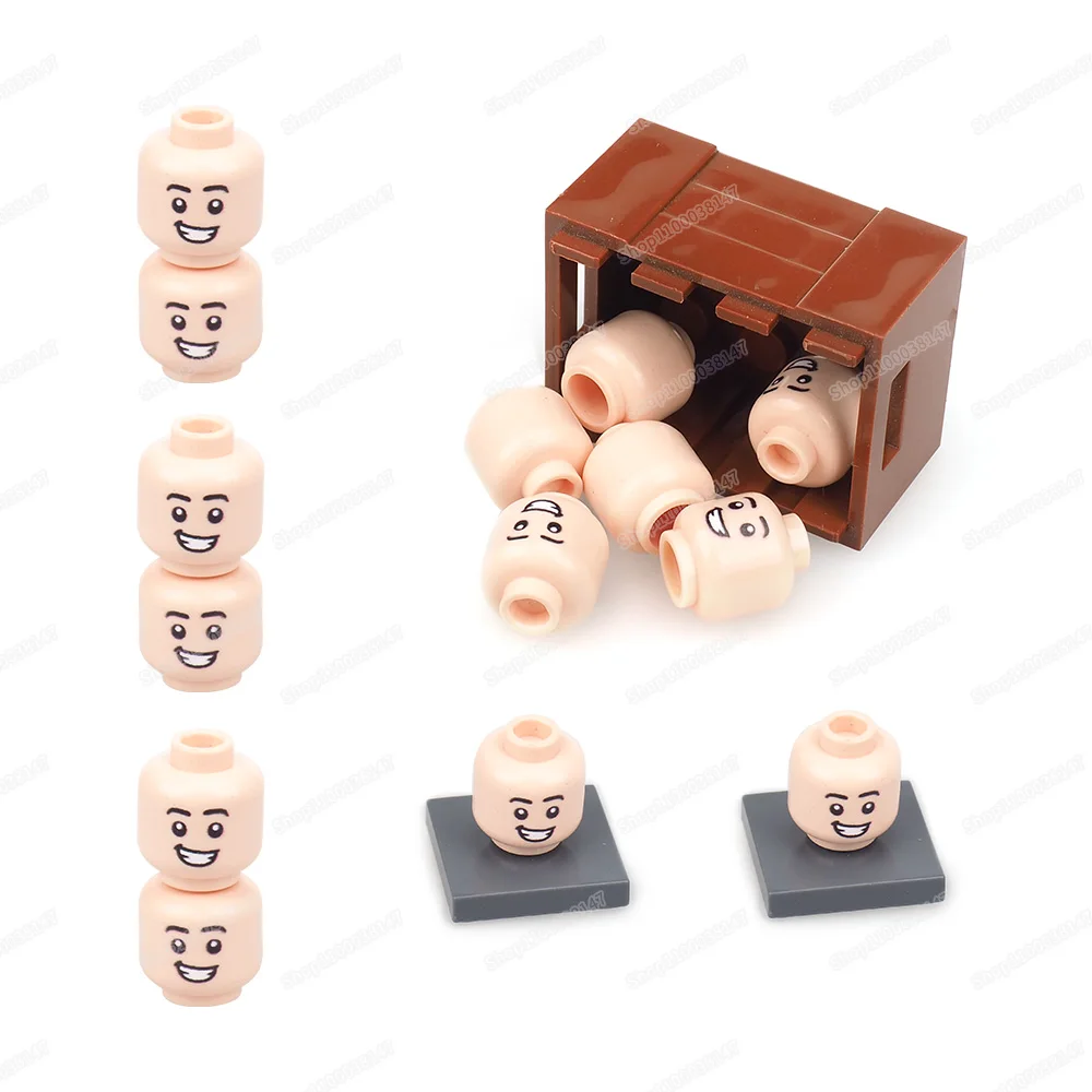 3626 Figures Head Expressions Printing Gap Teeth Crooked Smile Pattern Building Block Moc Emotions Accessories Models Gifts Toys