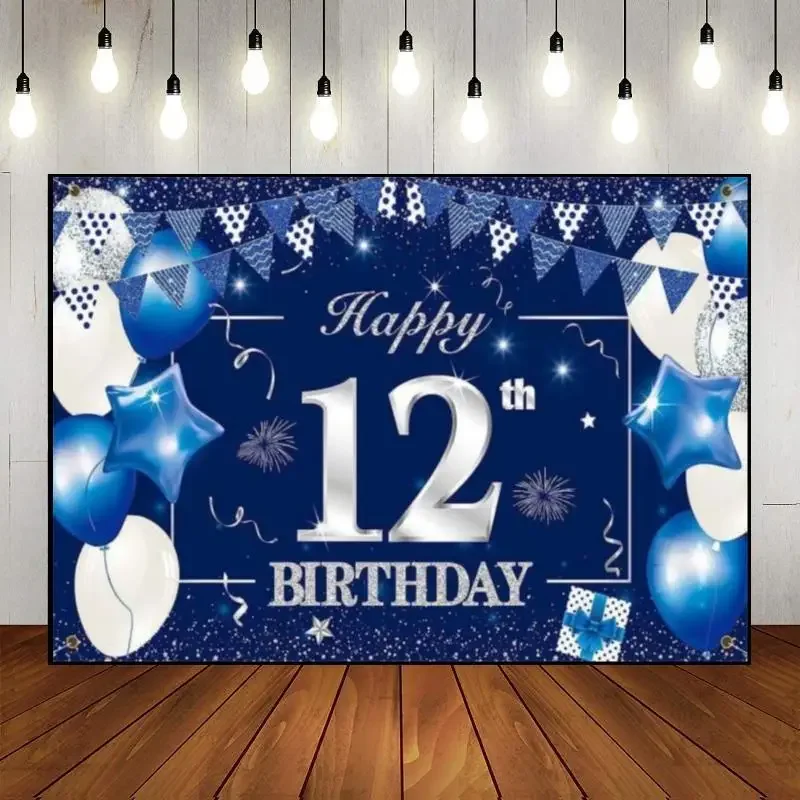 

Happy 12th Birthday Background Baptism Backdrop Princess Photography Sweet Boy or Girl Party Communion Decoration Game Machine