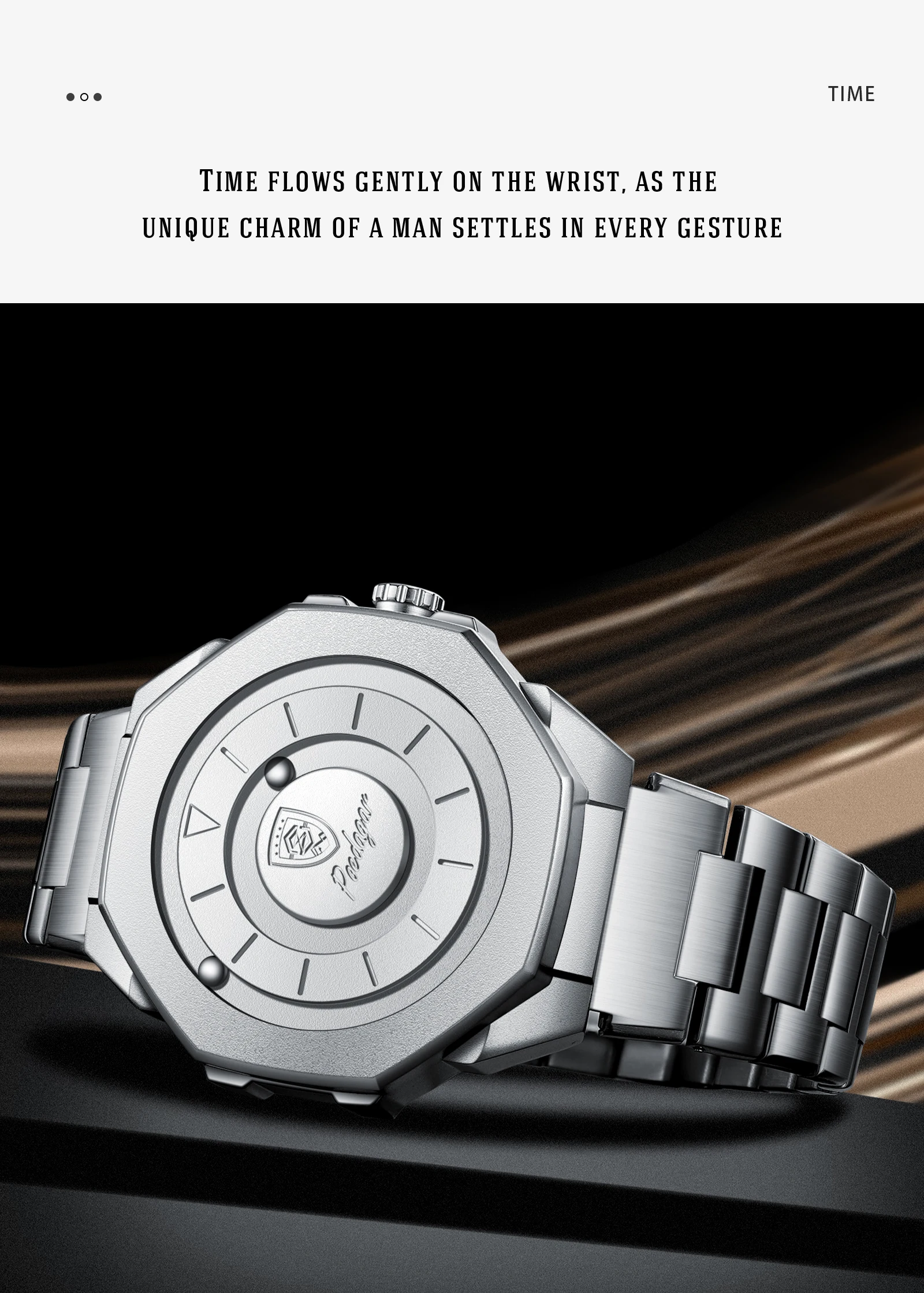 POEDAGAR Top-Mode Herren-Armbanduhr, wasserdicht, Edelstahl, Quarz, Herrenuhr, Business-Uhr mit großem Zifferblatt, Reloj Hombre – Detail 6
