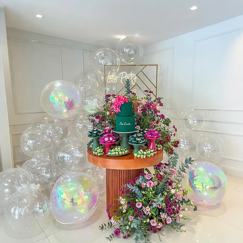 Transparentes Popo-Ballon-Set, 4D holografisch, bunt, Ballon-Antrag, Hochzeit, Dusche, Geburtstag, Party-Dekoration