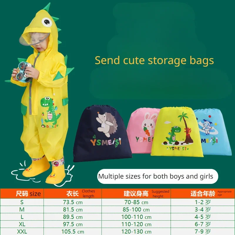 Children\'s Raincoat Kindergarten Poncho for Primary School Students Baby Rain Gear Dinosaur Raincoat Kids Rain Coat Rain Poncho