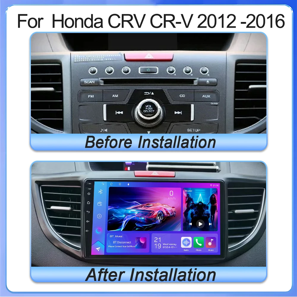 أندرويد 15 راديو السيارة لهوندا CRV CR-V 2012 2013 2014 2015 2016 WIFI No 2d الوسائط المتعددة مشغل فيديو الملاحة WIFI No 2din DVD