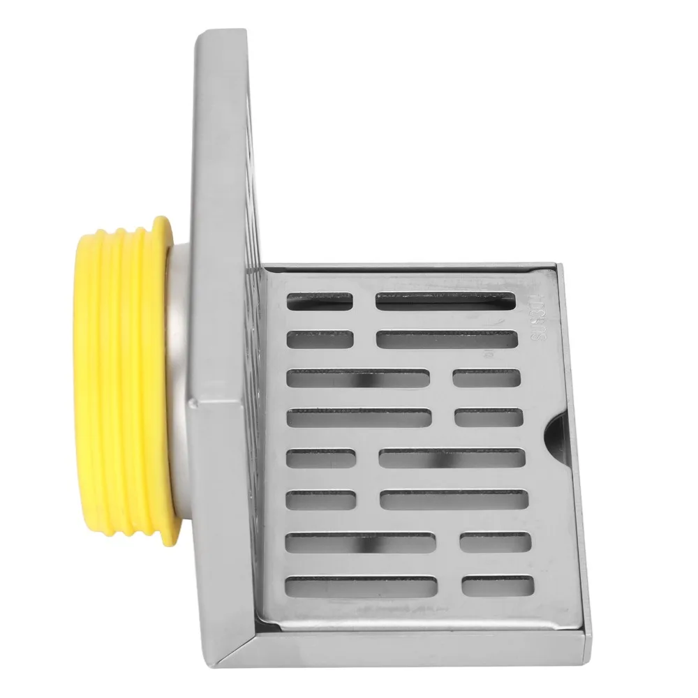 SUS304 Stainless Steel Floor Drain Fits 2.95 Inch Pipe L-Shaped Structure Wall Drain Horizontal Drainage Silver Side Floor Drain