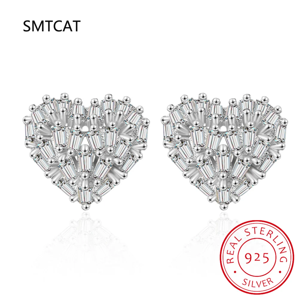 0.5/1cttw Heart Moissanite Stud Earrings for Women D Color Full Diamond Top Quality S925 Sterling Silver Wedding Jewelry