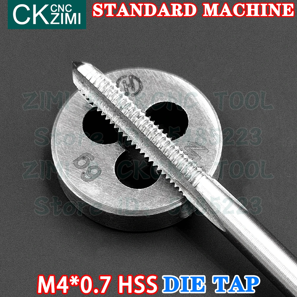 M4*0.7 M4X0.7 Hss Rechte Handvat Standaard Machine Die Tap Hoge Snelheid Staaldraad Tikken Boor Ronde Sterven Tap en Sterven Set Gereedschap