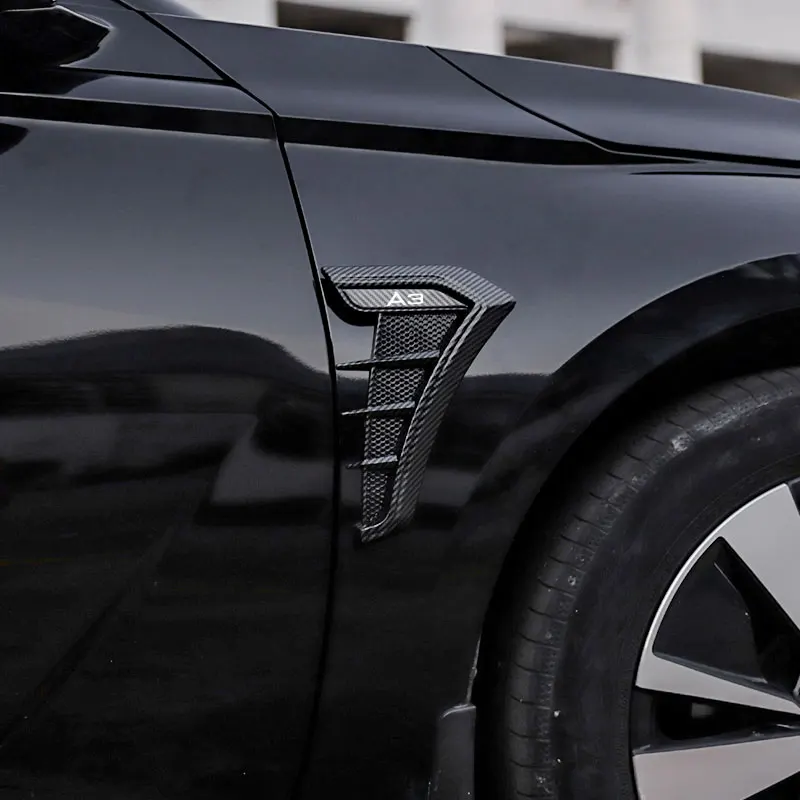For audi A3 8V A3 8P car Accessories Carbon Black Car Fender Side Vents Air Flow Intake Hole Grille Sticker Cover