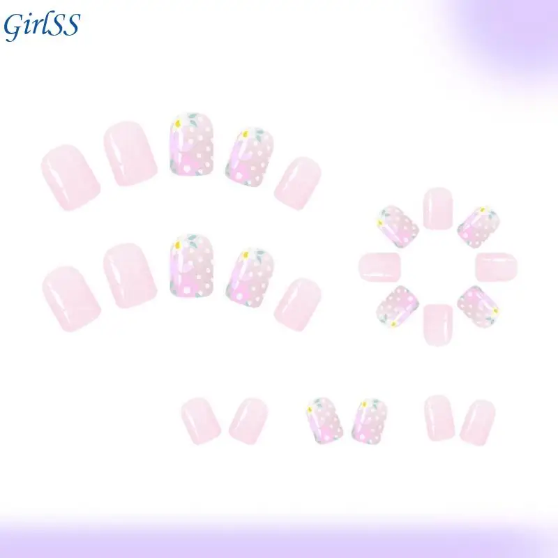 24 pezzi stampa quadrata sulle punte francesi per unghie colle per unghie finte sull'unghia artificiale T4MB