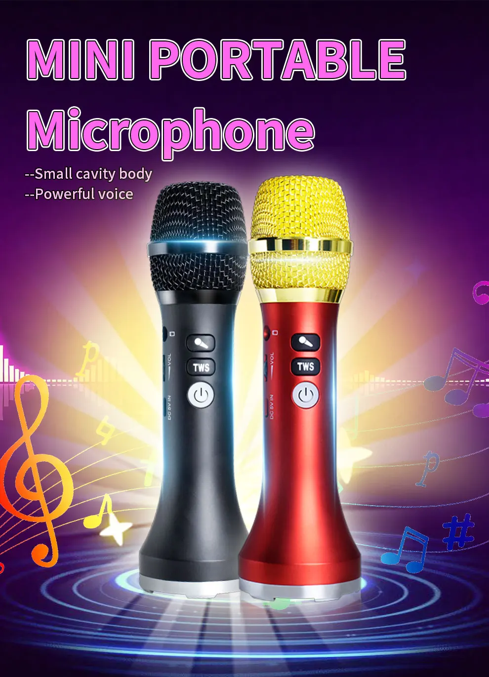 20 W 1 Stück 21 cm TWS Karaoke-Mikrofon Bluetooth 5.3 für Kinder/Erwachsene Geschenk Home Party Karaoke Wireless Duet Mic tragbarer Lautsprecher – Detail 1