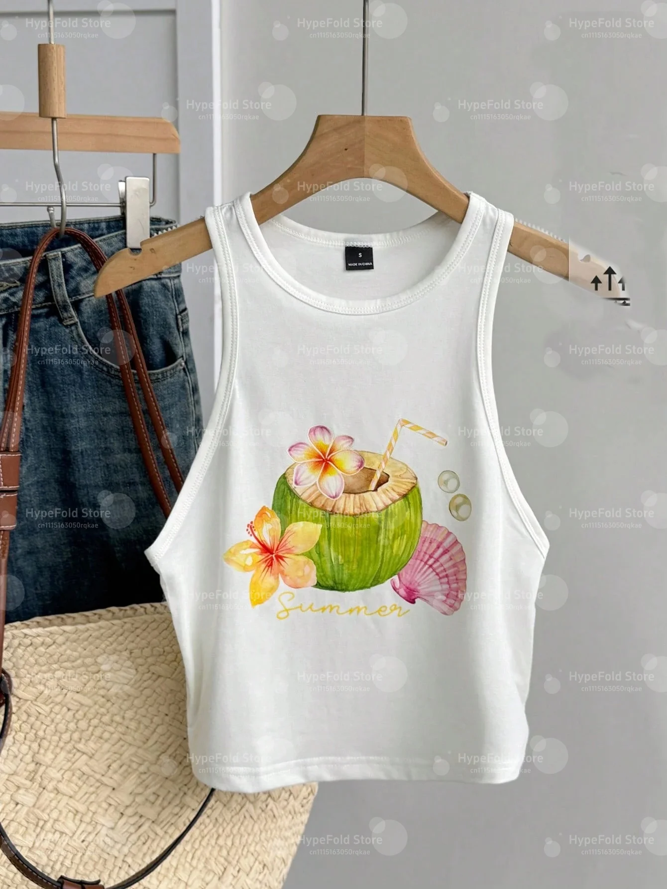 Women Vintage Letter Design Graphic Crop Tank Top Contrast Sleeveless Slim Y2K Street Vest