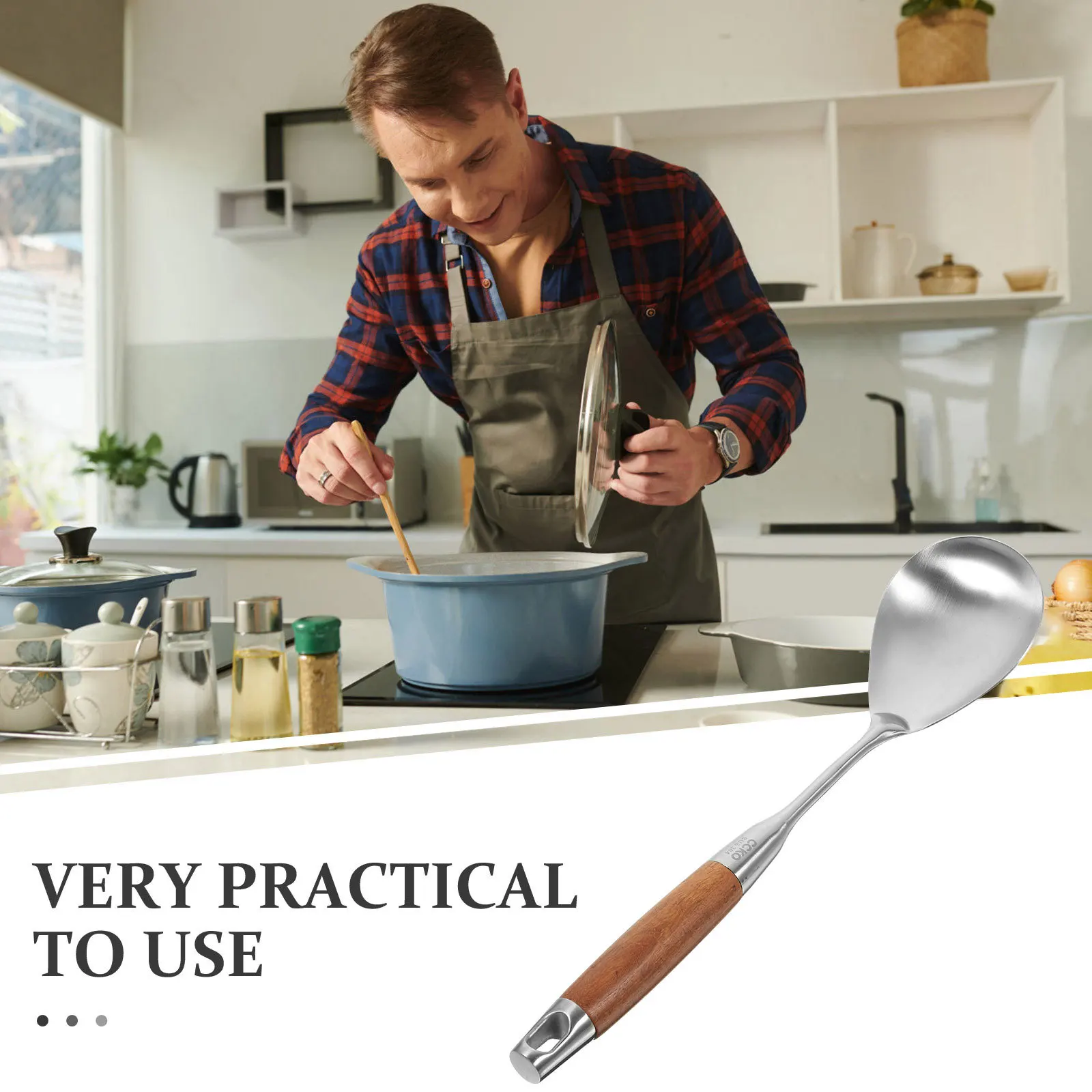 

Rice Paddle Stainless Steel Wear-Resistant Rice Spoon for Home Hotel Restaurant Kitchen Supplies Smooth Surface Easy Cleaning