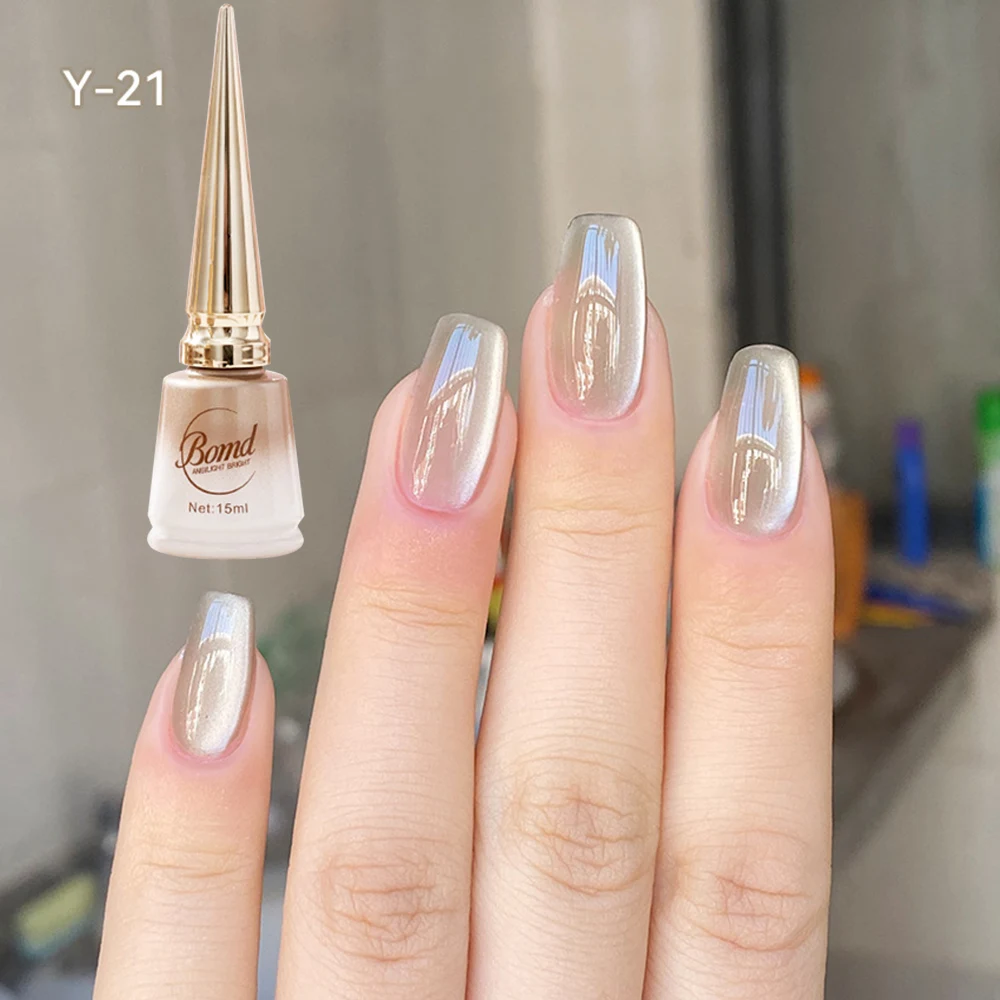 Sparkling Moonlight White Cat Eye Magnetic Gel Nail Polish Milk Tea Glitter Semi Permanent Soak Off UV Gel Varnish Manicure Tool