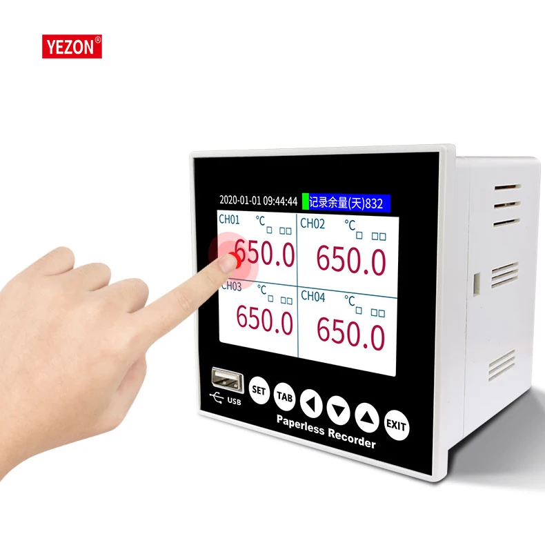 Multi-Channel Ethernet RS485 Wireless Data Logger Color Screen Paperless Recorder for Pressure Temperature OEM Customizable