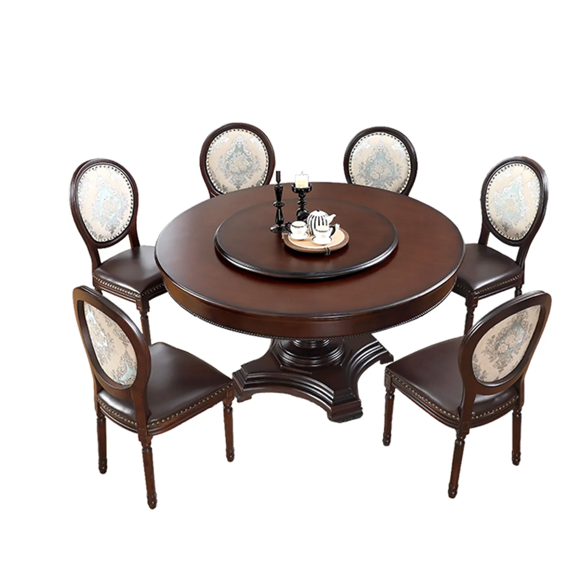 

American country, all solid wood dining table, small dining table and chair combination, household