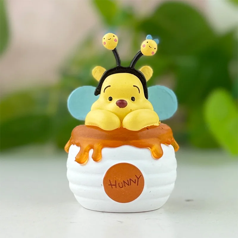 

Cute Bee Winnie The Pooh Figure Honey Pot Model Doll Car Dashboard Desktop Ornament Cake Topper Kids Gift Collection