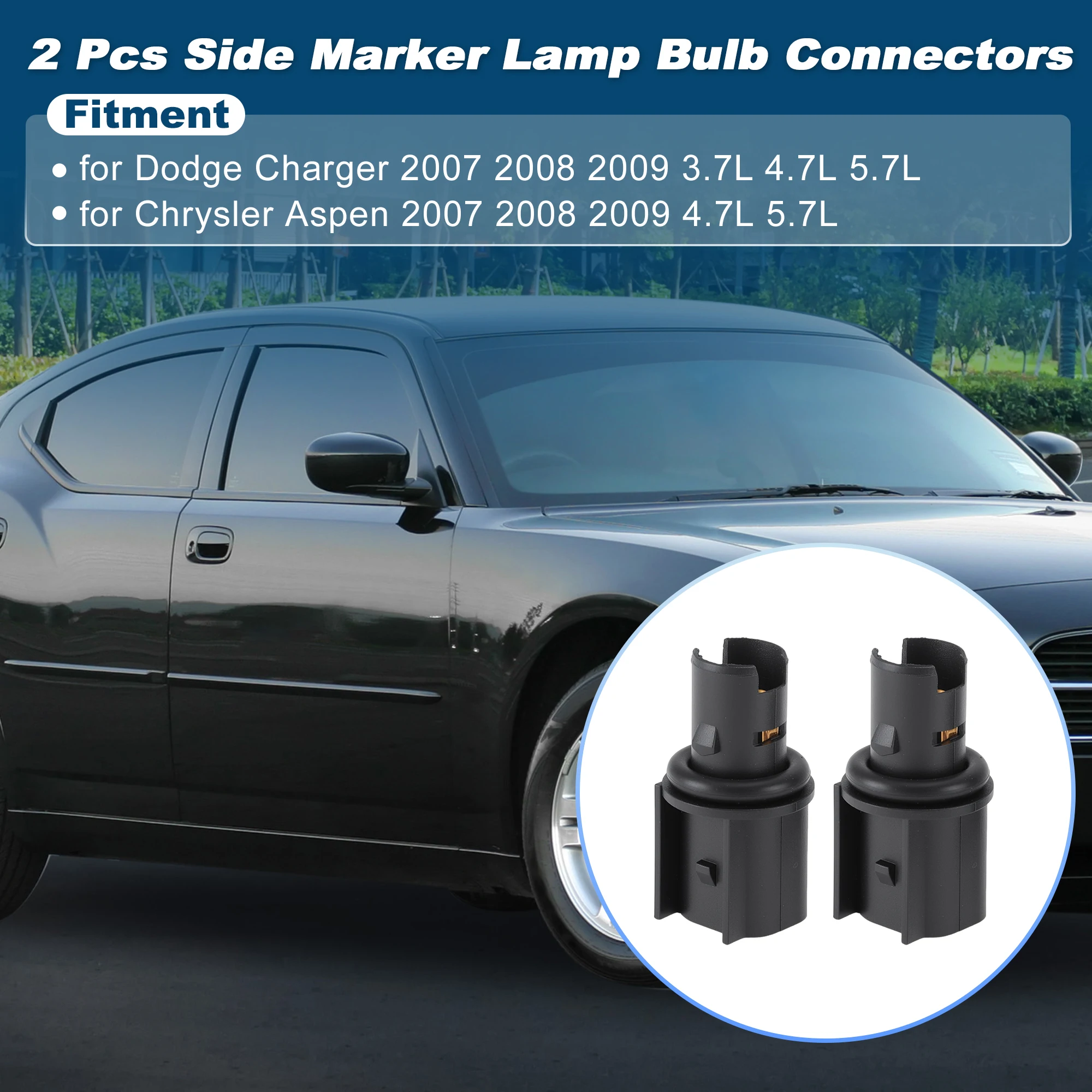 UXCELL 2pcs Side Marker Light Sockets for Dodge Charger 2007-2009 for Chrysler Aspen
