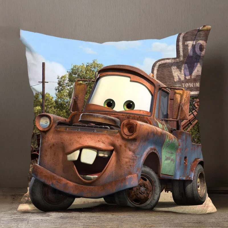 Disney Cartoon Pillowcase Cushion Cover Car Lightning McQueen Throw Pillow Case For Sofa Car Christmas Gift 40x40cm 45x45cm