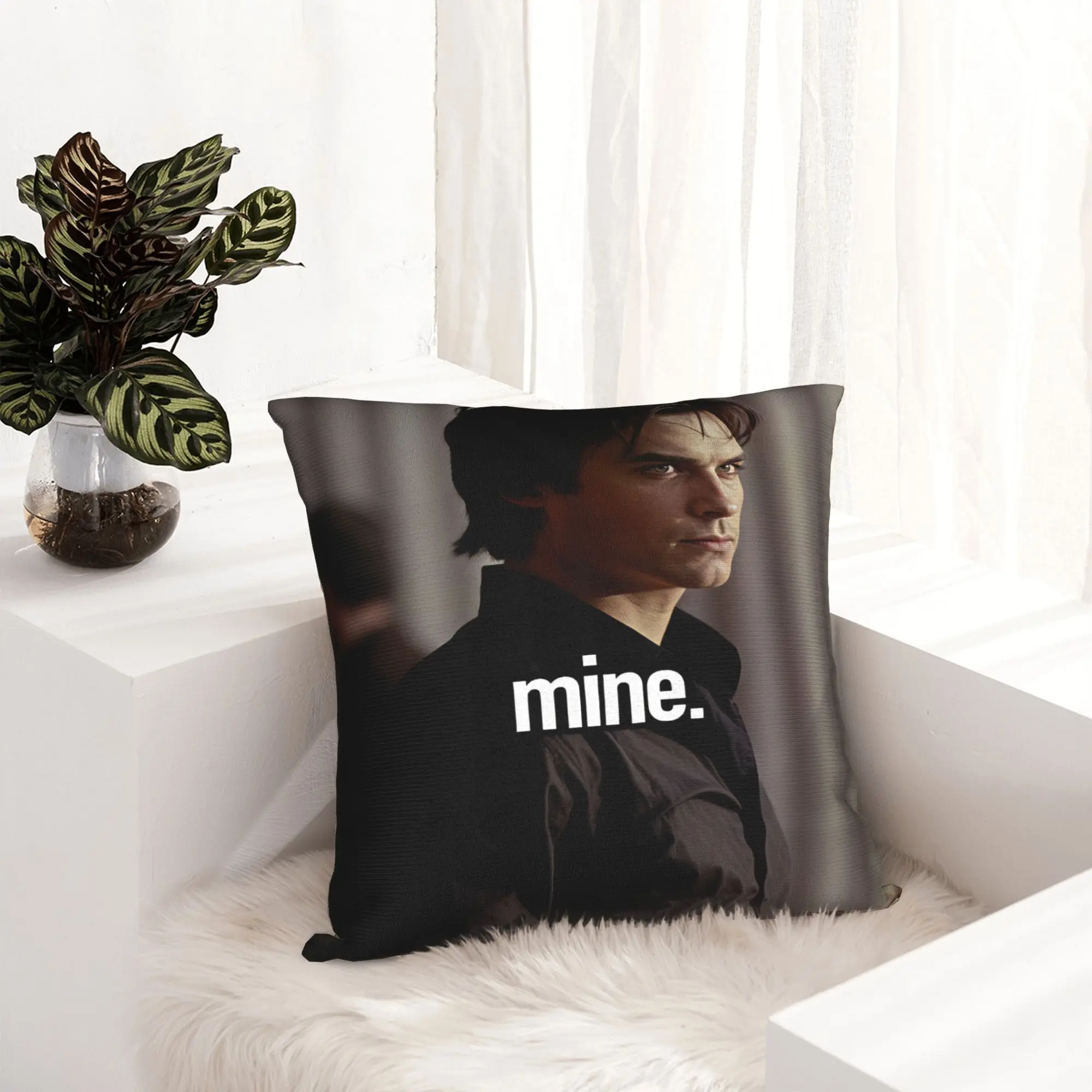 Pillow Case VIKAMA Vampire Diaries Damon Portrait Print  Pillow Cover For Sofa Bedroom Home Decor Vintage Pillowcases