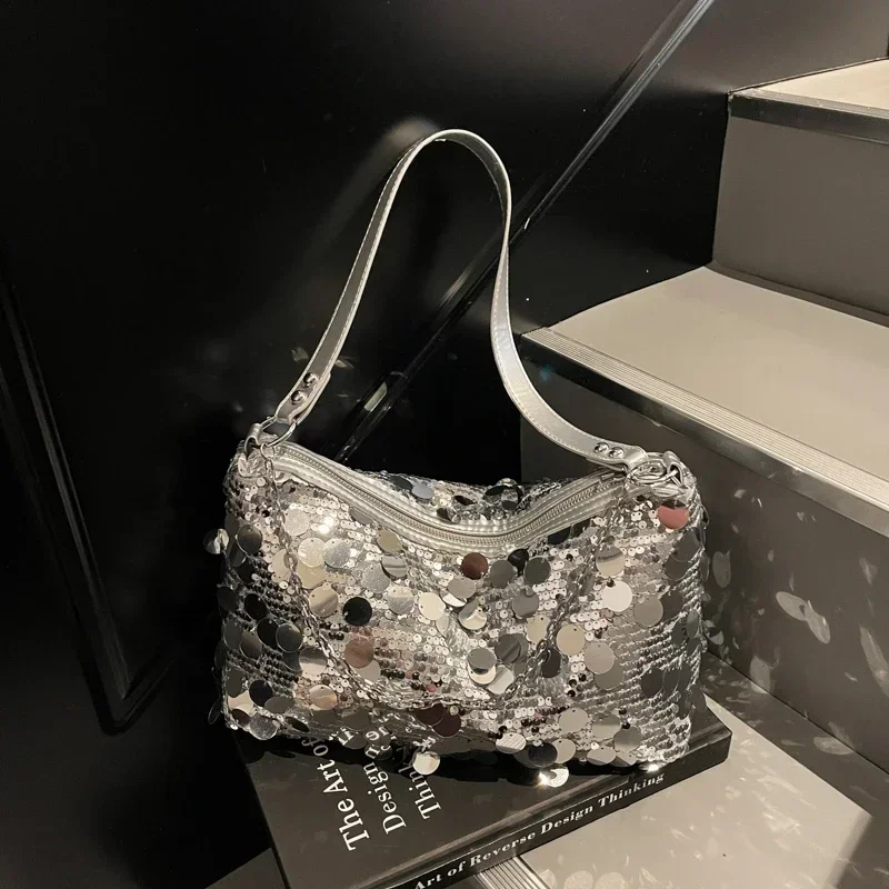 

Sequined Chain Pu Zipper Sewing Thread Fashion Shoulder Bags 2025 High Quality Crossbody Bags for Women Versatile Handbags