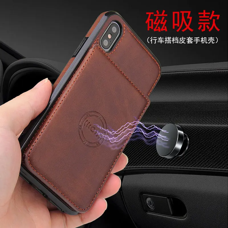 New Fashion Anti Drop Suitable for iPhone 11 Protective Case 11 pro Phone Case Leather Case X Card Insert Wallet Protective Case